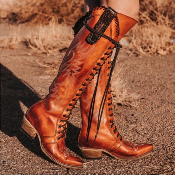 Freebird by Steven Shoes - Freebird by Steven Wilder knee high Women's Brown Leather Lace-Up Boots
